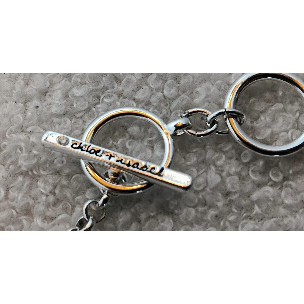 Chloe + Isabel Silver-Tone Hammered Oval Chain Link Toggle Bracelet w Dustbag